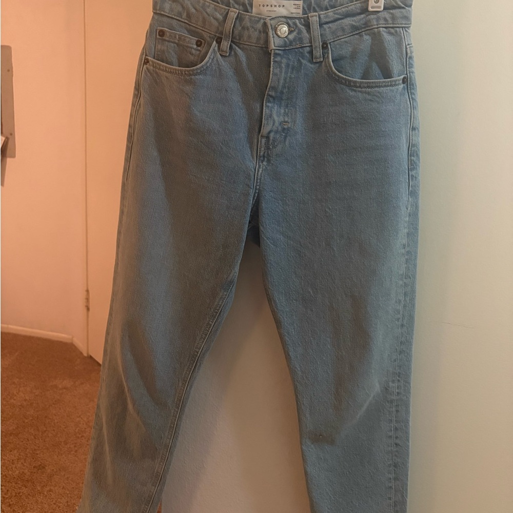 Topshop Light Blue Straight Leg Jeans